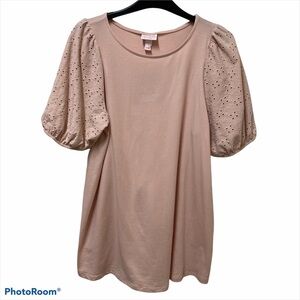 Isabel Maternity Eyelet Short Sleeve Knit Blouse